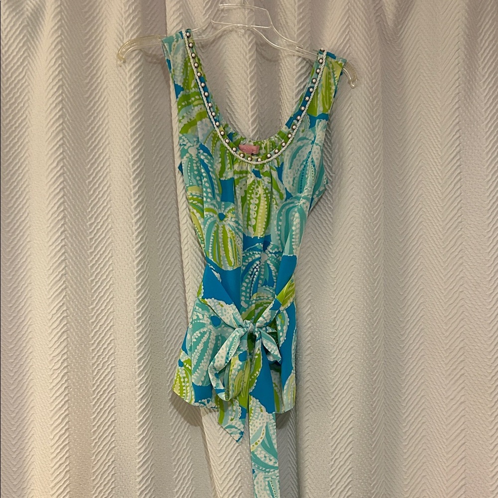 Lilly Pulitzer Blue and Green Belted Tank